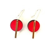 Red Circle Bar earrings