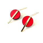 Red Circle Bar earrings