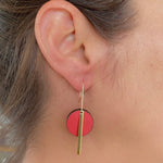 Red Circle Bar earrings