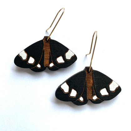 Magpie Moth Totara Earrings - dangly - Julia Huyser Design