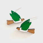 Kereru in flight - Rimu earrings - Julia Huyser Design
