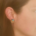 Rimu Diamond stud earrings - Teal - Julia Huyser Design