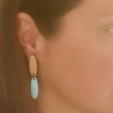 Totara Double drops earrings - Aqua - Julia Huyser Design