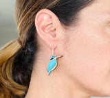 Kōtare Kingfisher Rimu stud earrings, NZ native bird jewellery