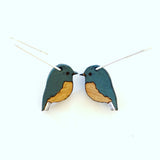 Robin Toutouwai New Zealand rimu bird dangly earrings by Julia Huyser Design
