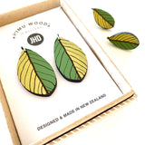 Pohutukawa leaf Rimu earrings - Julia Huyser Design