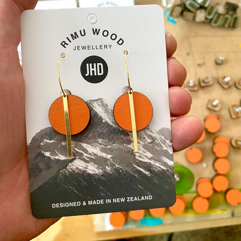 Orange Circle Bar earrings - Julia Huyser Design