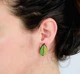 Pohutukawa leaf Rimu earrings - Julia Huyser Design
