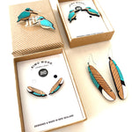 Kingfisher (Kotare) Feather earrings - Julia Huyser Design