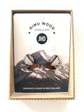 NEW! Fantail/Piwakawaka Bird Rimu studs - Julia Huyser Design