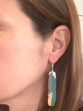 Kererū  feather Rimu earrings - Julia Huyser Design