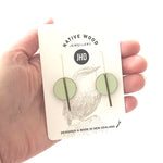 Sage Green Gold Circle Bar earrings - Julia Huyser Design